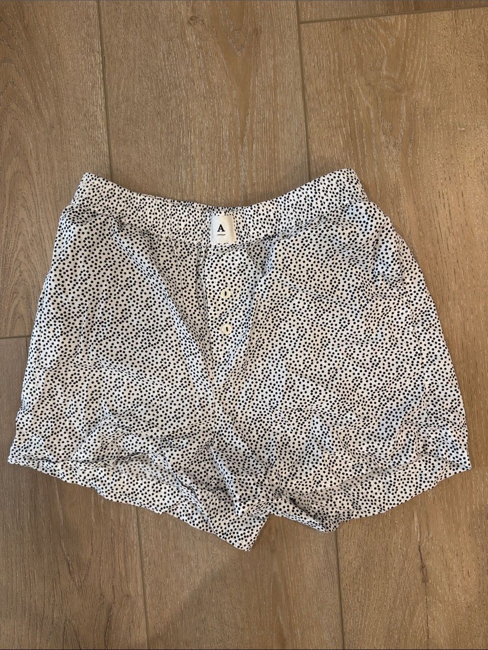 Anthropologie White Shorts with Black Dot Print